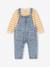 Babyset gestreept T-shirt en jeans tuinbroek double stone - vertbaudet enfant 