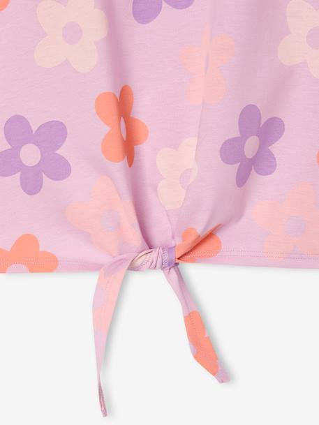 T-shirt fille imprimé noeud fantaisie manches courtes blanc+lavande+rose - vertbaudet enfant 