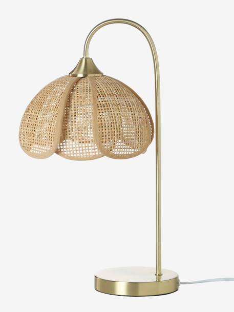 Rotan bloem tafellamp met messing voet goud - vertbaudet enfant 