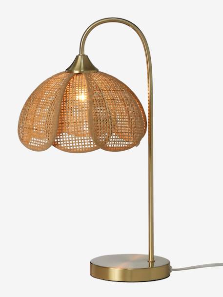 Lampe à poser fleur en rotin et pied en laiton or - vertbaudet enfant 