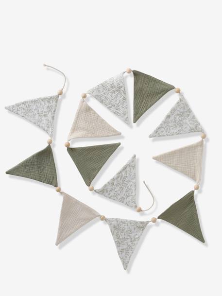 Guirlande fanions en gaze de coton cannelle+vert sauge - vertbaudet enfant 