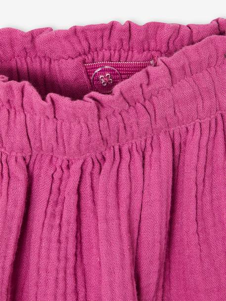 Jupe fille en gaze de coton beige+bleu grisé+rose+vert sauge+vieux rose+violet - vertbaudet enfant 