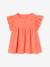 Blouse en gaze de coton brodée fille blanc+corail - vertbaudet enfant 