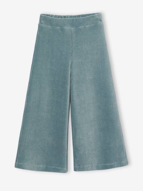 Pantalon fille large en velours anthracite+bleu grisé+chocolat+écru+kaki+marron+mauve+prune+rose - vertbaudet enfant 