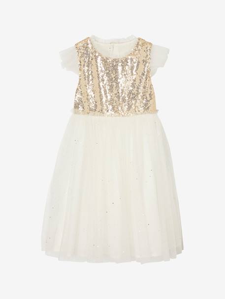 Robe cérémonie en sequins et tulle pailleté fille or - vertbaudet enfant 