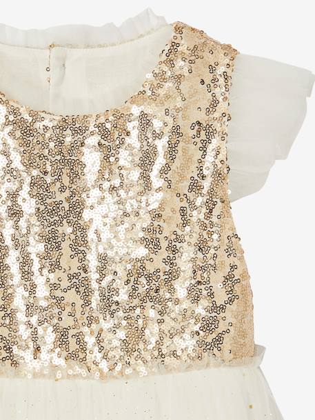 Robe cérémonie en sequins et tulle pailleté fille or - vertbaudet enfant 