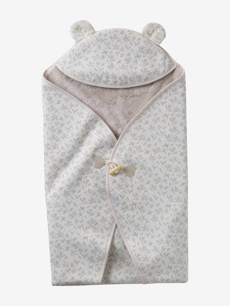 Plaid met capuchon voor baby van molton, gevoerd met pluche beige, bedrukt - vertbaudet enfant 