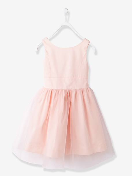 Robe cérémonie fille satin et tulle BEIGE POUDRE+BLANC+bleu ciel - vertbaudet enfant 