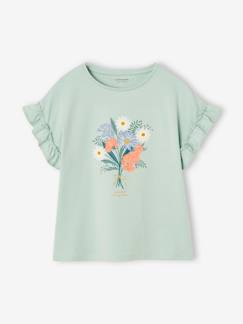 -T-shirt fille motif fantaisie manches courtes volantées