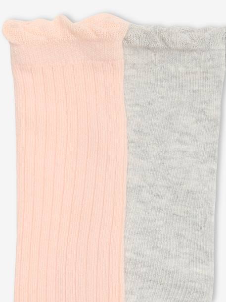 Lot de 2 paires de chaussettes hautes bébé rose poudré - vertbaudet enfant 