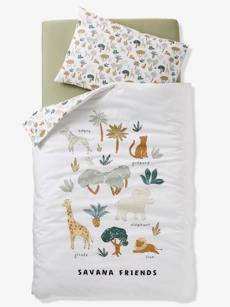 Set dekbedovertrek + kussensloop voor babybed SAVANA meerkleurig - vertbaudet enfant 