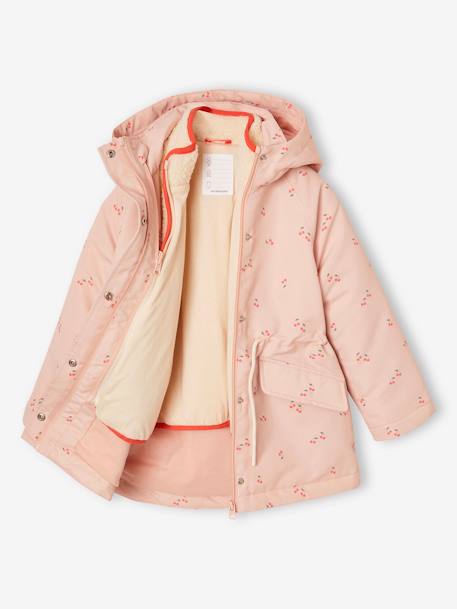 Parka fille 3 en 1 à capuche rose pâle - vertbaudet enfant 