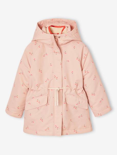 Parka fille 3 en 1 à capuche rose pâle - vertbaudet enfant 