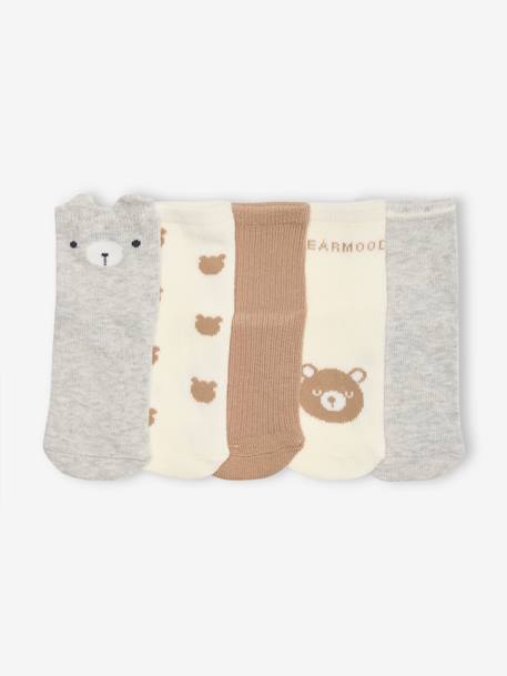 Set van 5 paar 'beer' babysokken ecru - vertbaudet enfant 