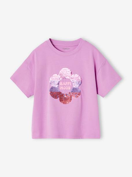 T-shirt motif en sequins fille rose bonbon+violet - vertbaudet enfant 