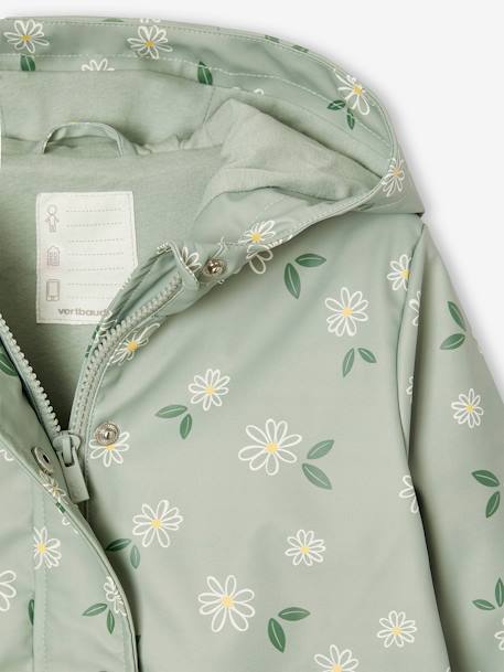 Ciré fille à capuche imprimé vanille+vert de gris - vertbaudet enfant 