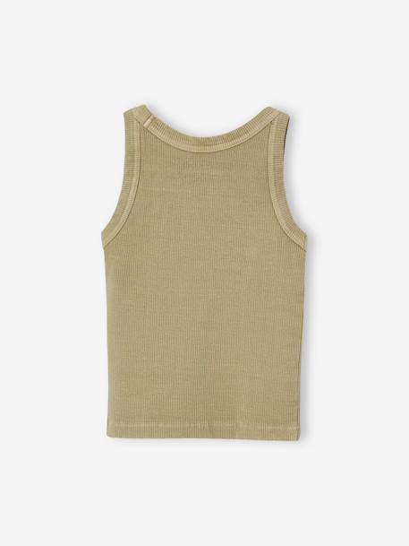 Débardeur fille en côtes beige+écru+rayé bleu+vert sauge - vertbaudet enfant 