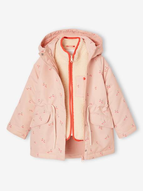 Parka fille 3 en 1 à capuche rose pâle - vertbaudet enfant 