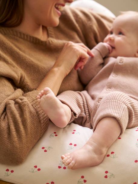 Borstvoedingskussen + beschermhoes Bio Collection Donkerblauw/sterren+ivoorwitte plantaarige bedrukk+meerkleurig+wit, bedrukt - vertbaudet enfant 