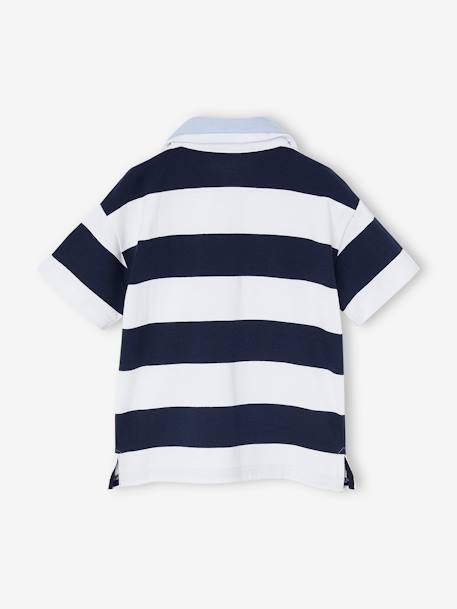 Gestreepte polo met dubbele kraag blauw, gestreept - vertbaudet enfant 