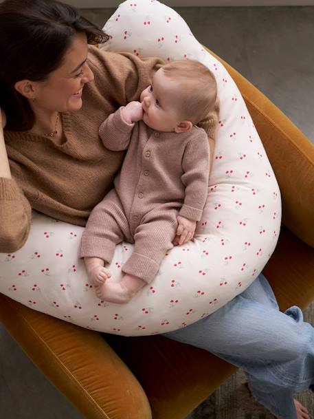 Borstvoedingskussen + beschermhoes Bio Collection Donkerblauw/sterren+ivoorwitte plantaarige bedrukk+meerkleurig+wit, bedrukt - vertbaudet enfant 