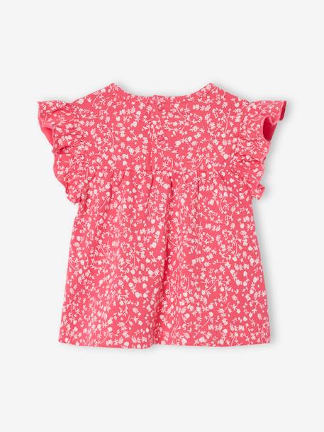 T-shirt manches volantées bébé bleu ciel+fuchsia - vertbaudet enfant 