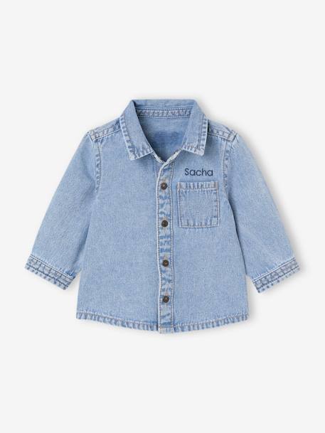 Chemise bébé en jean pressionnée personnalisable double stone - vertbaudet enfant 