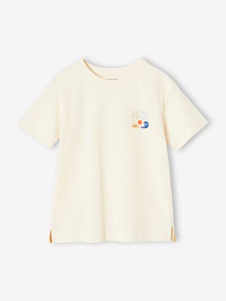 T-shirt garçon maxi motif dos écru+vert sauge - vertbaudet enfant 