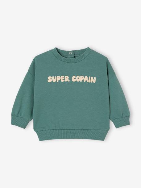 Gepersonaliseerd baby-sweatshirt met druk op de rug smaragdgroen - vertbaudet enfant 