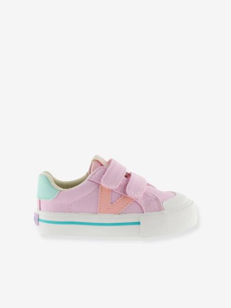 Baskets enfant en toile couleur Tribu Tiras Lona bleu jean+rose - vertbaudet enfant 