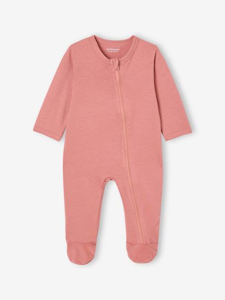 Set van 3 pyjama's van jersey met rits BASICS cappuccino+chambrayblauw+rouge - vertbaudet enfant 