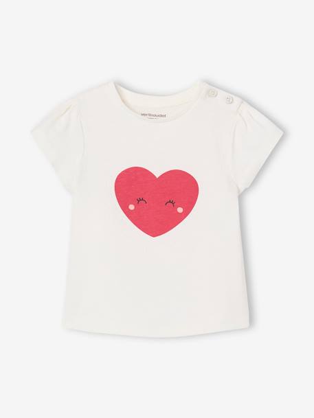 Lot de 3 t-shirts bébé fille manches longues écru+rayé rouge - vertbaudet enfant 
