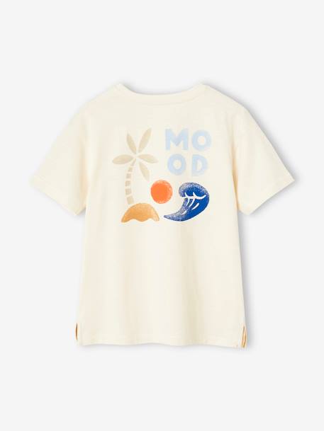 T-shirt garçon maxi motif dos écru+vert sauge - vertbaudet enfant 
