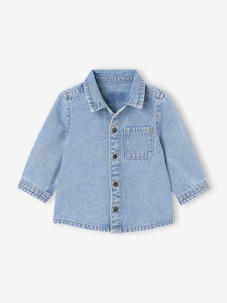 Chemise bébé en jean pressionnée personnalisable double stone - vertbaudet enfant 