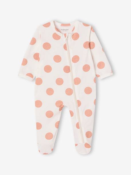 Lot de 3 pyjamas bébé en jersey ouverture zippée BASICS bleu chambray+blush+cappuccino - vertbaudet enfant 
