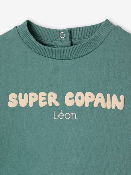 Gepersonaliseerd baby-sweatshirt met druk op de rug smaragdgroen - vertbaudet enfant 