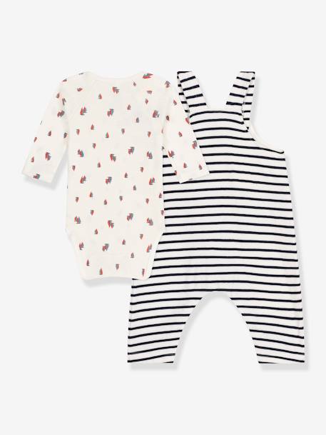 Salopette- en bodyset voor baby PETIT BATEAU marineblauw - vertbaudet enfant 