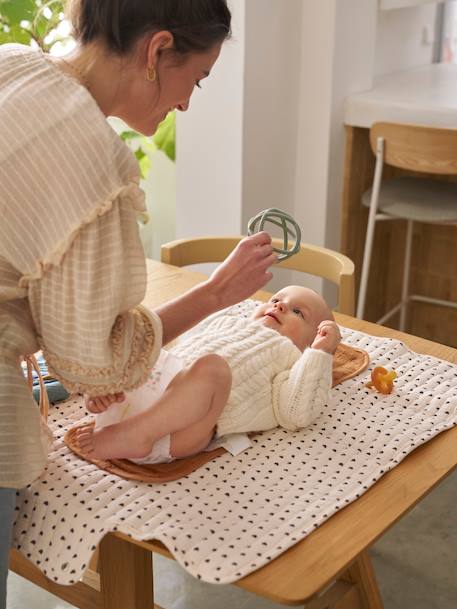 Tapis à langer de voyage écru+noisette - vertbaudet enfant 
