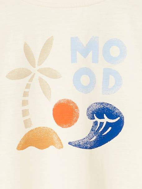 Jongensshirt met maxi motief op de achterkant ecru+saliegroen - vertbaudet enfant 