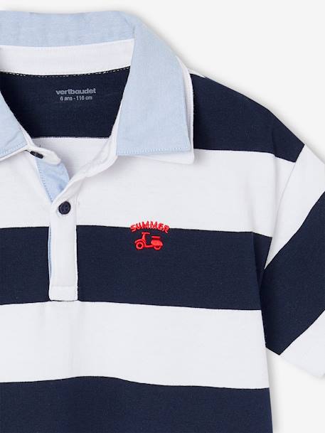 Polo rayé double col rayé bleu - vertbaudet enfant 
