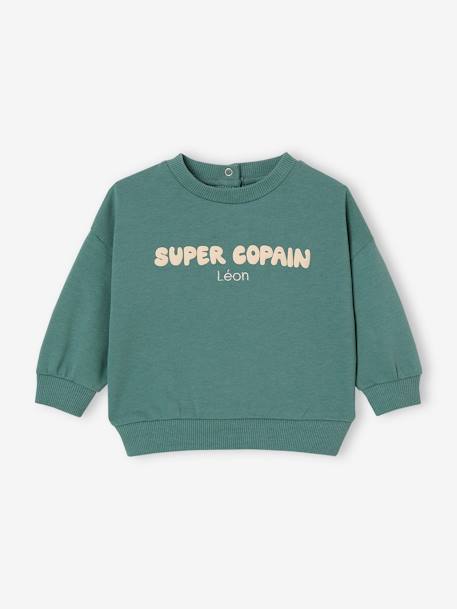 Gepersonaliseerd baby-sweatshirt met druk op de rug smaragdgroen - vertbaudet enfant 
