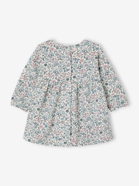 3-delig set jurk +vestje + haarband grijsblauw+groen+oudroze - vertbaudet enfant 