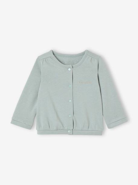 3-delig set jurk +vestje + haarband grijsblauw+groen+oudroze - vertbaudet enfant 