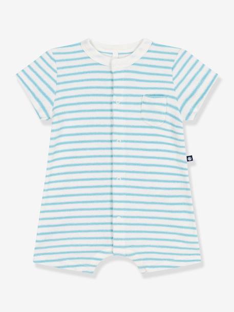 Kort boxpakje voor baby's in gestreepte badstof PETIT BATEAU blauw - vertbaudet enfant 