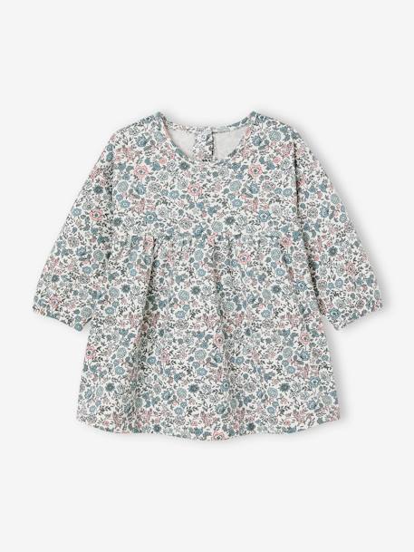 3-delig set jurk +vestje + haarband grijsblauw+groen+oudroze - vertbaudet enfant 