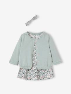 -Ensemble bébé fille 3 pièces robe cardigan bandeau 