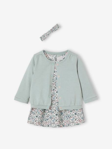 Bébé-Ensemble bébé fille 3 pièces robe cardigan bandeau 