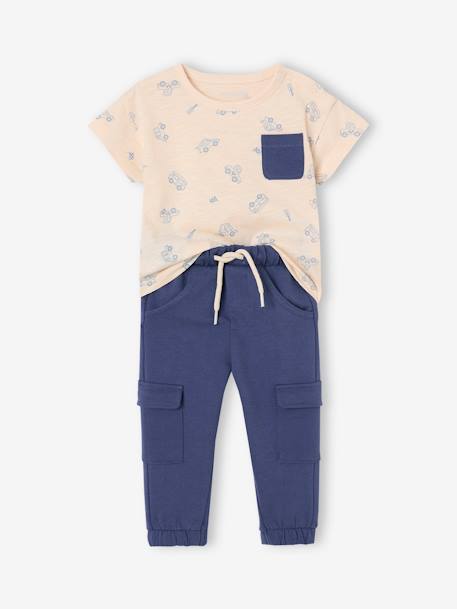 T-shirt en broek set van fleece voor baby indigoblauw - vertbaudet enfant 