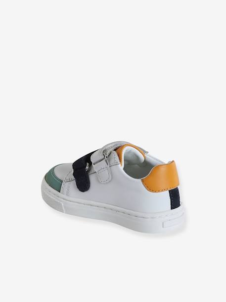 Baskets bébé garçon cuir à scratchs écru+lot blanc - vertbaudet enfant 