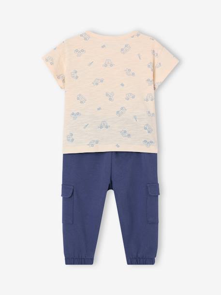 T-shirt en broek set van fleece voor baby indigoblauw - vertbaudet enfant 